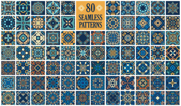 арабская декоративная плитка - blue bauble stock illustrations