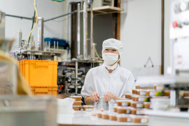 istock Worker in a food processing factory packaging food 1003610742