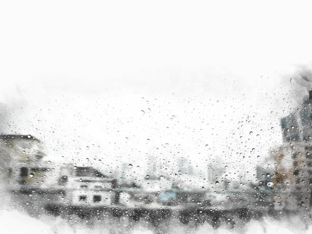 abstract rain water on watercolor illustration painting background.