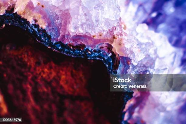 Crystal Stone Macro Mineral Surface Stock Photo - Download Image Now - Crystal, Gemstone, Nature