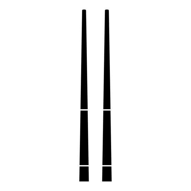 chinesische stäbchen schwarze farbe abbildung flachen stil einfach symbolbild - chopsticks stock-grafiken, -clipart, -cartoons und -symbole