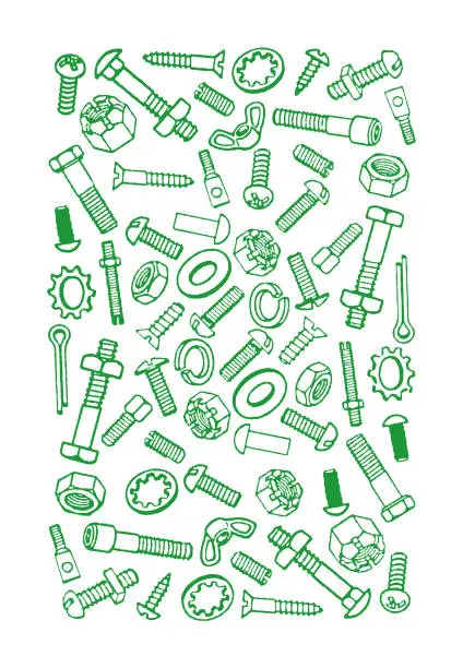 Vector illustration of Nuts and Bolts Pattern