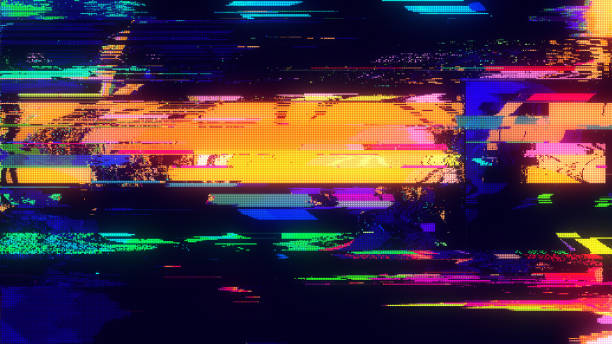 design unico abstract digital pixel noise glitch error video damage - ostacolo foto e immagini stock