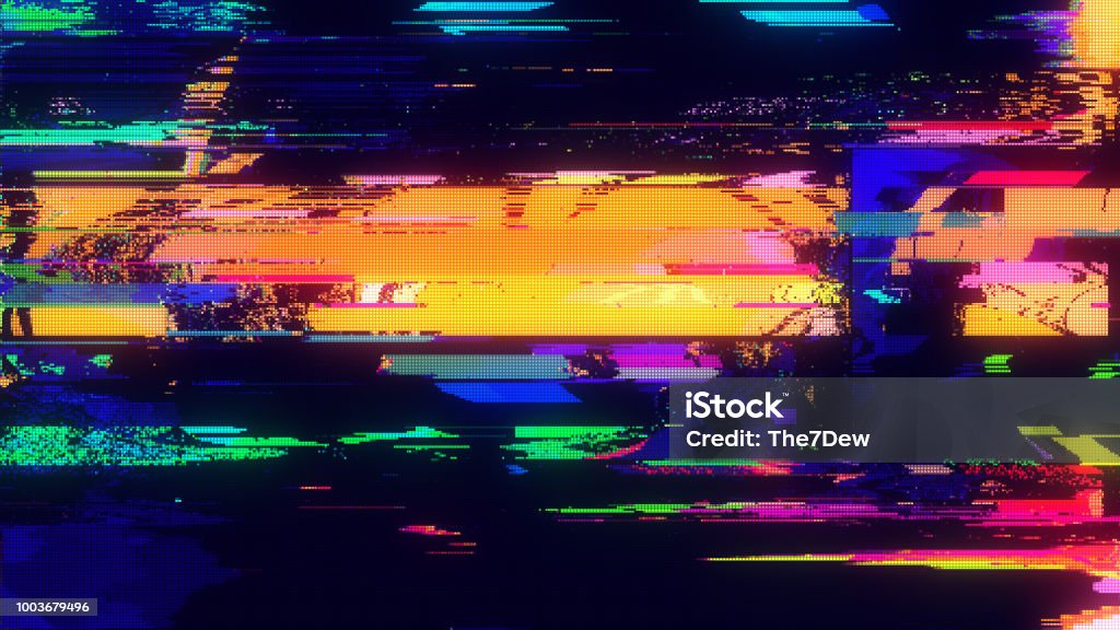 Unique Design Abstract Digital Pixel Noise Glitch Error Video Damage Problems Stock Photo