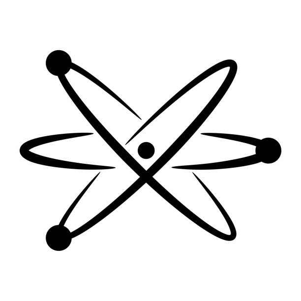 Atom the black color icon . Atom it is the black color icon . atom illustrations stock illustrations
