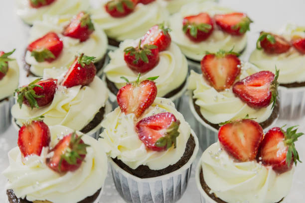 istock delicious dessert with strawberries and cream on a plate 1003708350