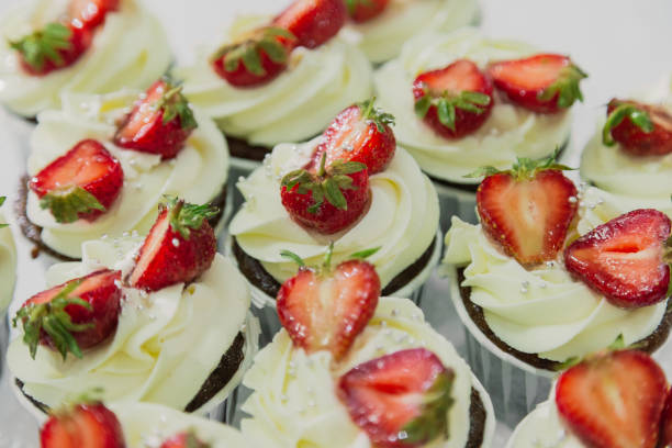istock delicious dessert with strawberries and cream on a plate 1003710042