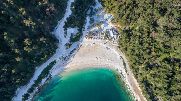 Porto Vathy beach, Thassos island, Greece stock photo