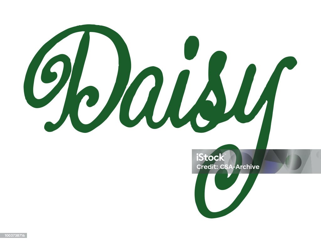 Daisy In Cursive Daisy Stock Illustration - Download Image Now - Calligraphy, Color ...