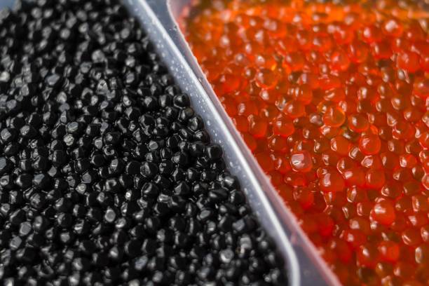 red and black caviar of sturgeon.