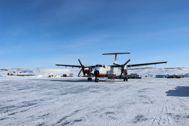 �北極貨物平面北氷原着陸探査配信 - airport runway airplane commercial airplane ストックフォトと画像