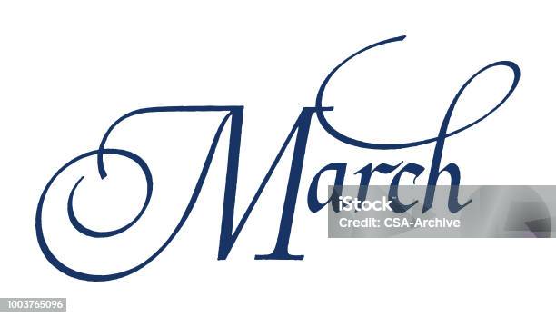 March Vector Cursive March Stock Illustration - Download Image Now - Color Image, Design ...