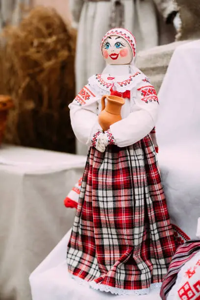 Photo of Belarusian Folk Doll. National Traditional Folk Dolls Are Popular Souvenirs From Belarus