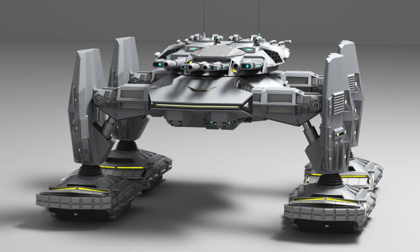 istock Fantasy Futuristic walking Tank. Original idea and modeling author. 3d Render. 1003772338
