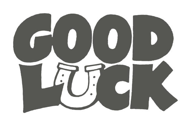 Good Luck Text Drawing Stok Vektör Sanatı & Alfabe'nin Daha Fazla
