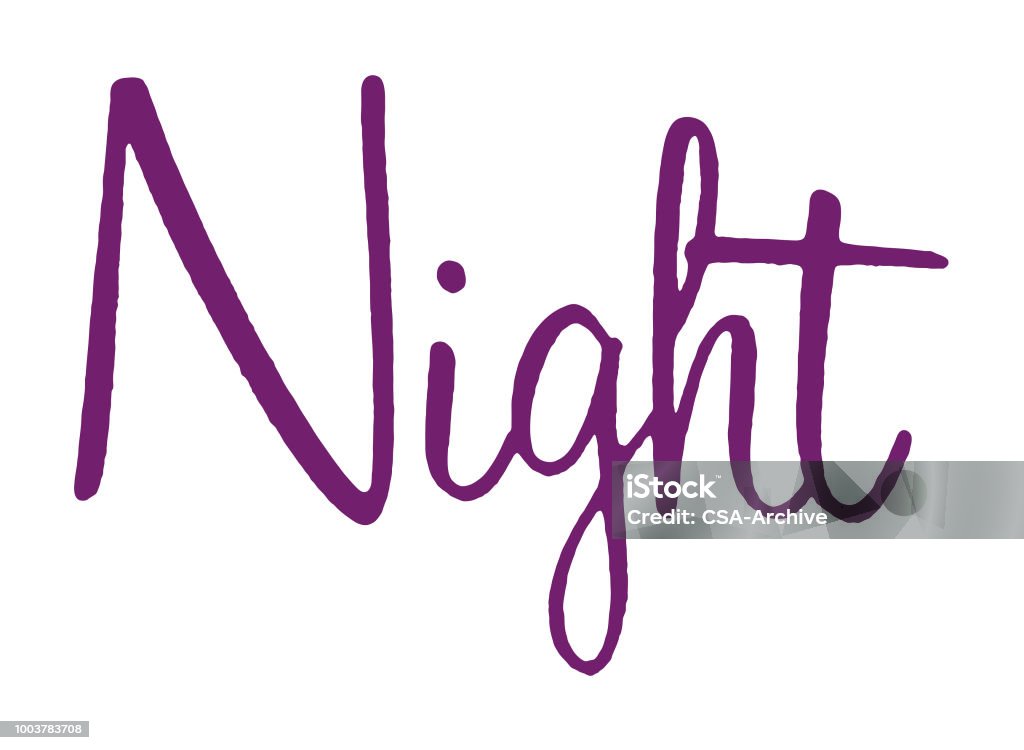 Night In Cursive Night Stock Illustration - Download Image Now - Night, Calligraphy ...