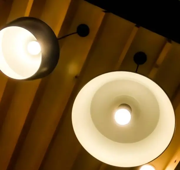 Some hanging lights in a restaurant were looking amzing