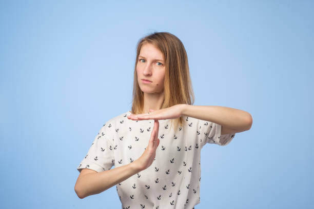 istock Please, i need pause concept. European woman need time out. 1003790376