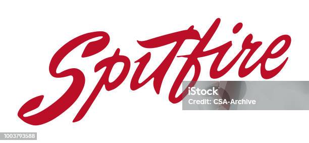 Spitfire Stock Illustration - Download Image Now - Calligraphy, Color Image, Design Element