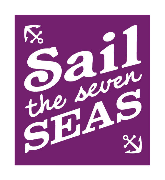 парус семь морей - color image colored background nautical vessel sea stock illustrations