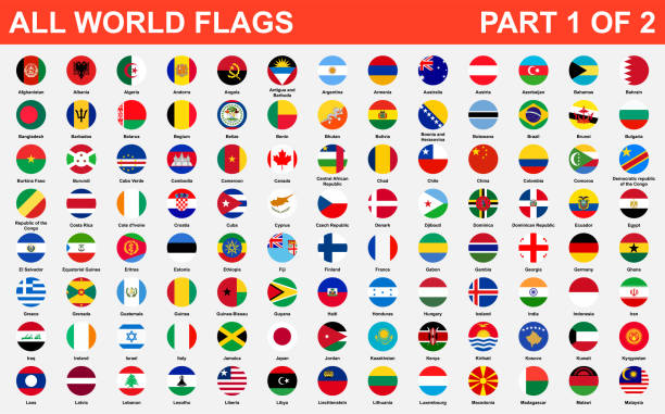 wszystkie flagi świata w porządku alfabetycznym. część 1 z 2 - alphabetical order obrazy stock illustrations