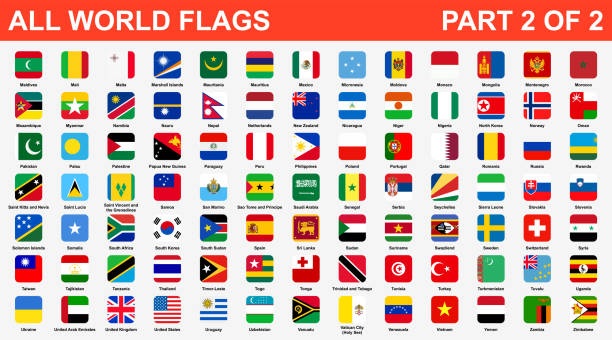 wszystkie flagi świata w porządku alfabetycznym. część 2 z 2 - alphabetical order obrazy stock illustrations