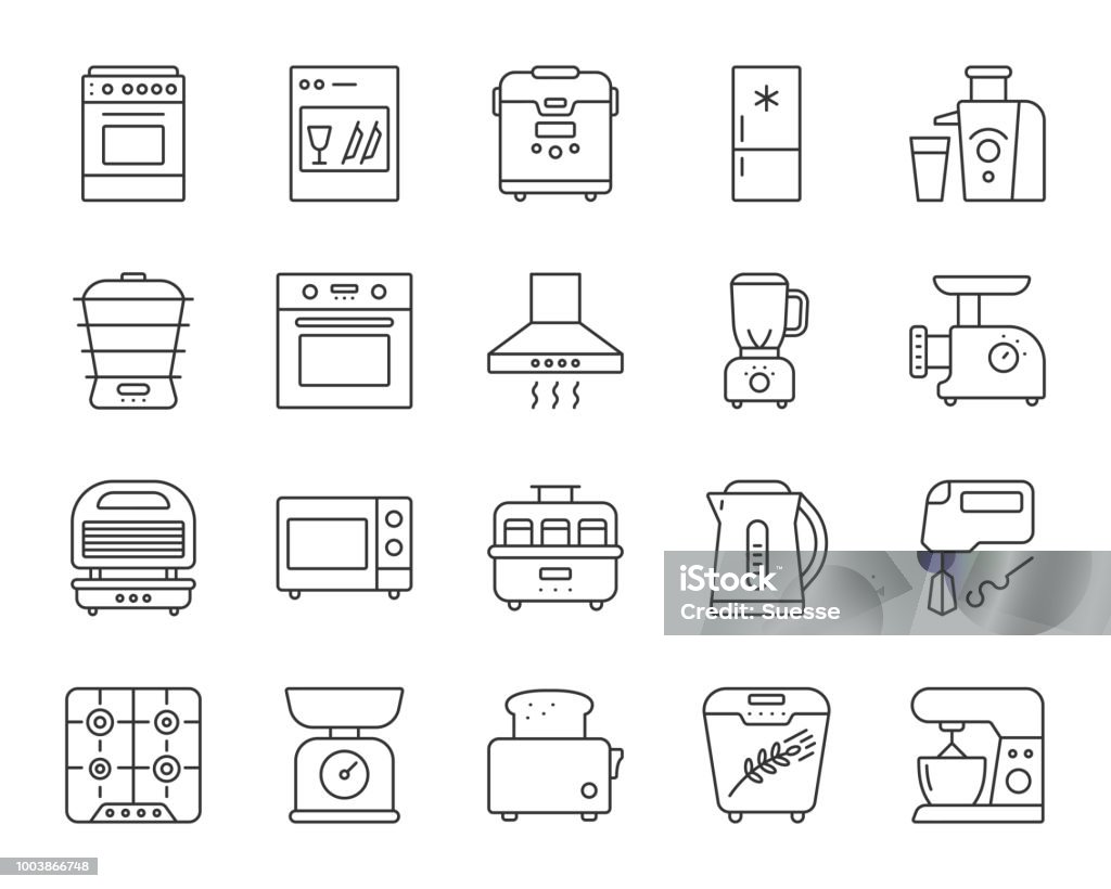 Kitchen Appliance jednoduché liniové ikony vektorové sady - Bez autorských poplatků Počítačová ikona - Ortografický symbol vektorové obrázky Kitchen Appliance jednoduché liniové ikony vektorové sady - Bez autorských poplatků Počítačová ikona - Ortografický symbol vektorové obrázky