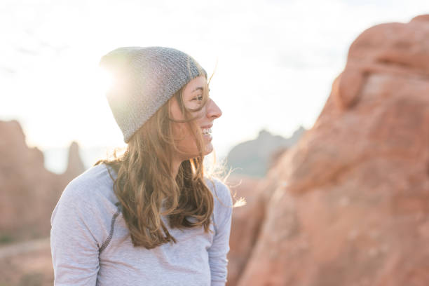 istock Female hiker relaxes in the Utah desert 1003878446