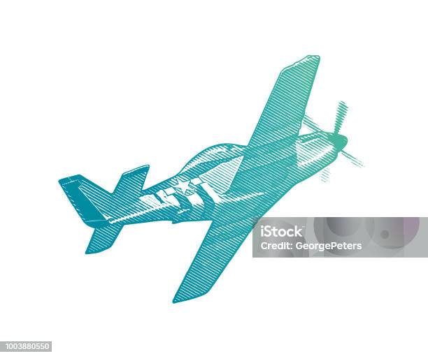 World War Ii P51 Mustang Airplane Stock Illustration - Download Image Now - Air Vehicle, Airplane, Bomber Plane