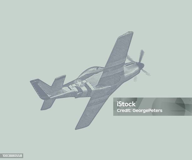 World War Ii P51 Mustang Airplane Stock Illustration - Download Image Now - Air Vehicle, Airplane, Bomber Plane