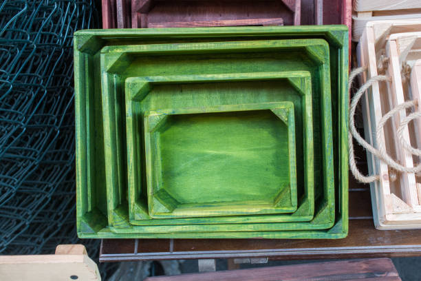 istock Colorful wooden crate boxes for sale 1003895794