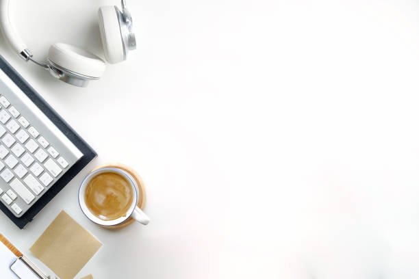 istock White office desk with laptop and gadget. workspace and copy space. 1003912650