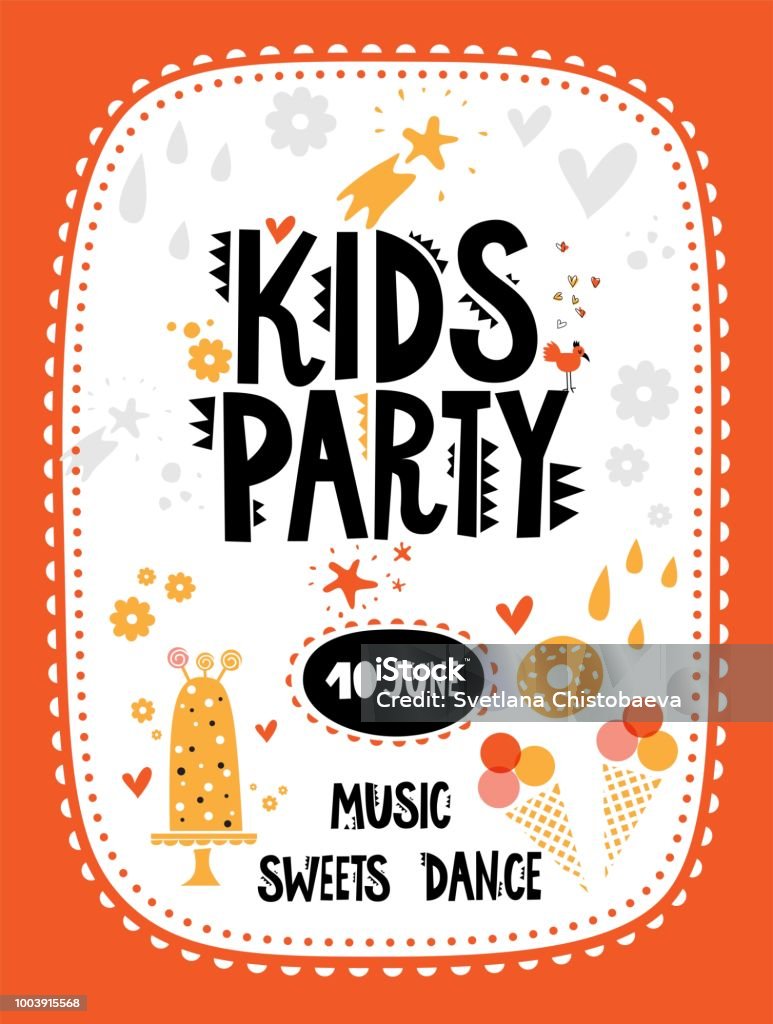 Kids Party Invitation Template With Cute Animals And Elements Stock  Illustration - Download Image Now - iStock