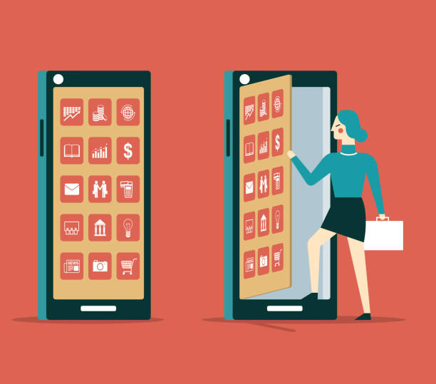 istock Businesswoman entering Smart Phone 1003915868