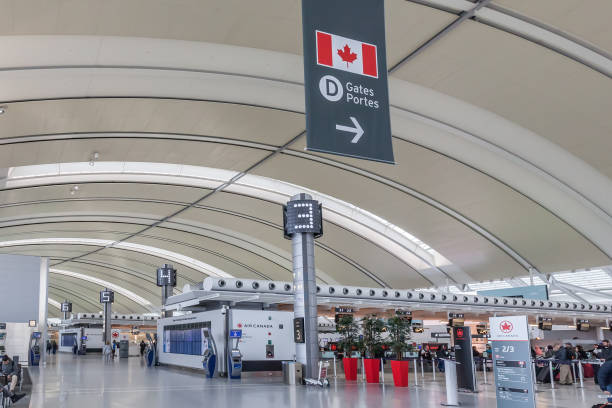 Interior view of Toronto Pearson Airport in Toronto, Canada. Toronto, Canada- March 28, 2018: Interior view of Toronto Pearson Airport in Toronto, Canada. Pearson is the largest and busiest airport in Canada. airports canada stock pictures, royalty-free photos & images