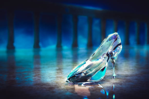 istock Cinderella's glass slipper on castle's floor/ 3D rendering 1003943098
