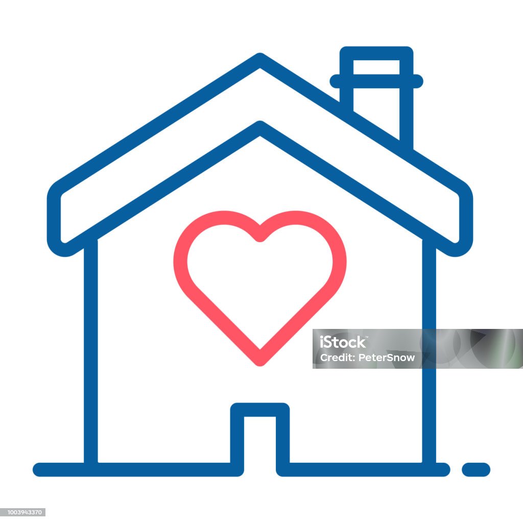 House with a heart shape inside. Love home icon. Vector thin line illustration concept for wedding services, love, romance and volunteering and charity organizations, social services. vector eps10 Domestic Life stock vector