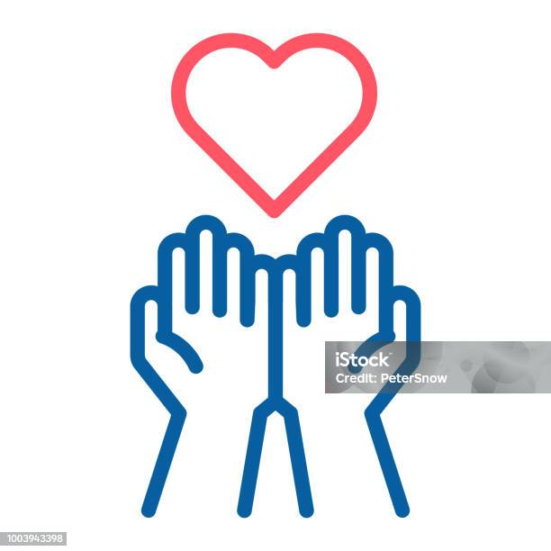 Empty Hands Receiving Red Heart Icon Accepting Love Help Kindness Donation Vector Thin Line Illustration Symbolizes Donation Help Charity Philantrophy Love Passion Kindness Peace Stock Illustration - Download Image Now