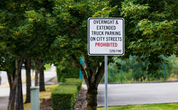 istock No overnight parking prohibited sign with fine 1003953734