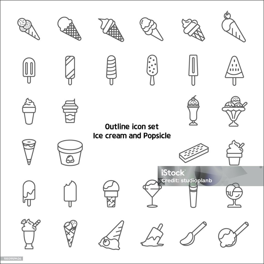 Outline icon set - Ice cream and Popsicle Simple Set of Ice cream Related Line Icons.

Thin line icon set : Ice cream , ice , popsicle, dessert, cold, food Icon Symbol stock vector