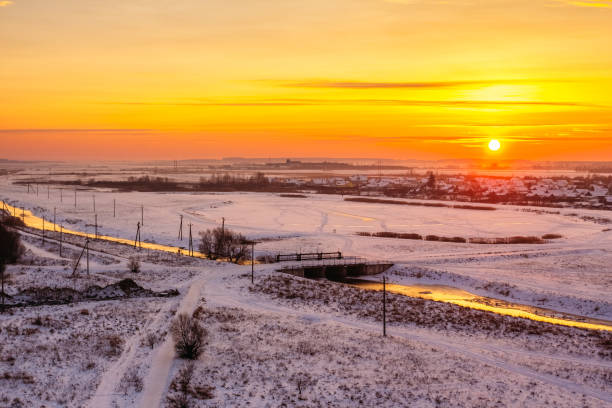 istock Winter dawn over the river and lake 1003973030