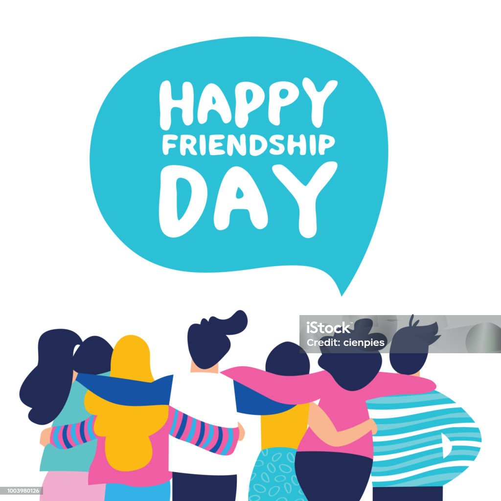 Cartão de dia feliz amizade da equipe do grupo amigo abraço - Vetor de Amizade royalty-free