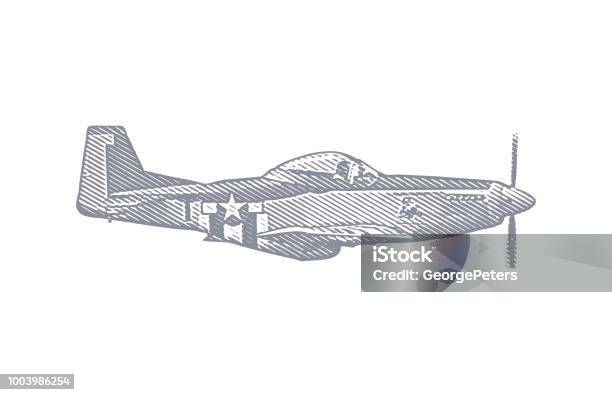 World War Ii P51 Mustang Airplane Stock Illustration - Download Image Now - Illustration, Air Vehicle, Airplane