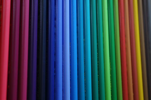 Set of multiple colored pencils.
