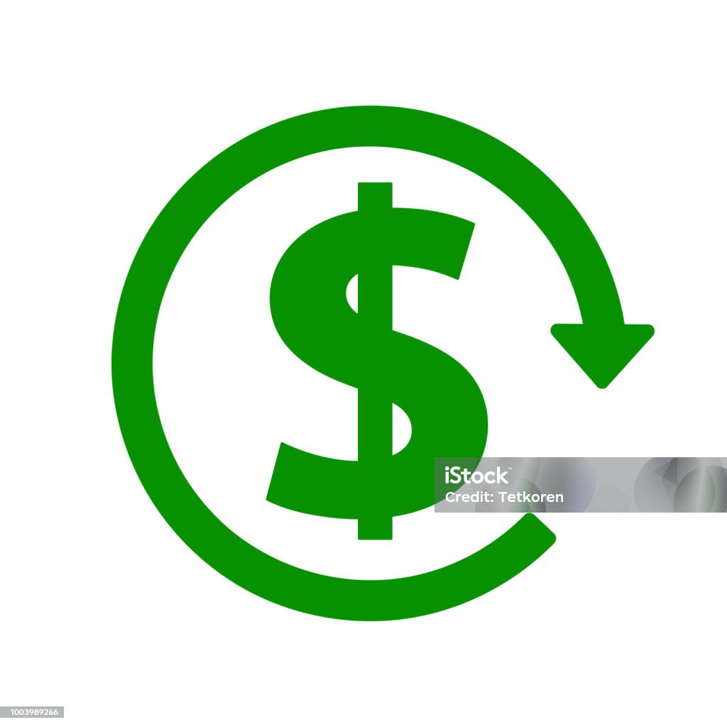 green dollar icon with arrow, stock vector illustration Paying stock vector