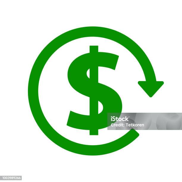 Green Dollar Icon With Arrow Stock Vector Illustration Stock Illustration - Download Image Now