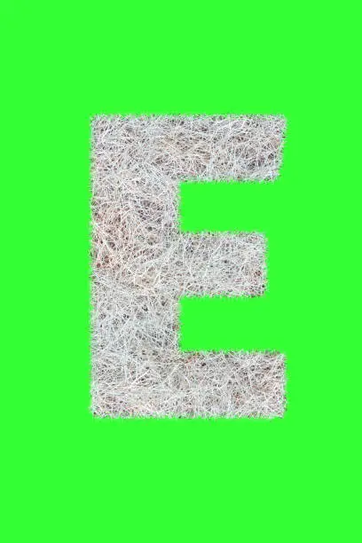 Fonts and Alphabet From Drygrass or Hay Isolate on Green. E.