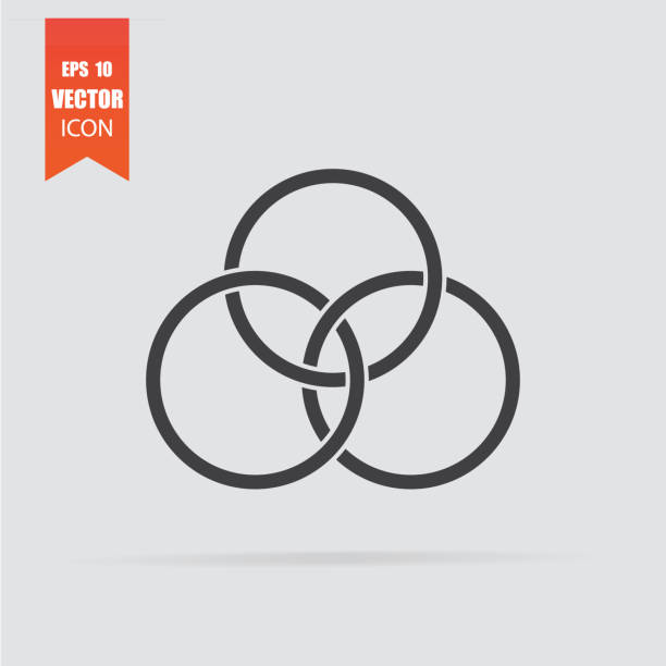 Circles icon in flat style isolated on grey background. Circles icon in flat style isolated on grey background. For your design, logo. Vector illustration. interlocked stock illustrations