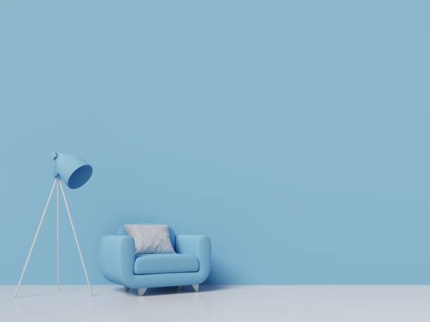 istock Modern living room interior with blue wall and blue armchair 1003991164