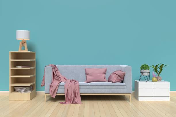 istock The interior has a gray sofa and lamp 1003991214